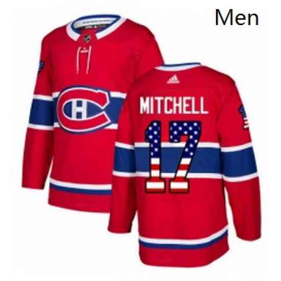 Mens Adidas Montreal Canadiens 17 Torrey Mitchell Authentic Red USA Flag Fashion NHL Jersey